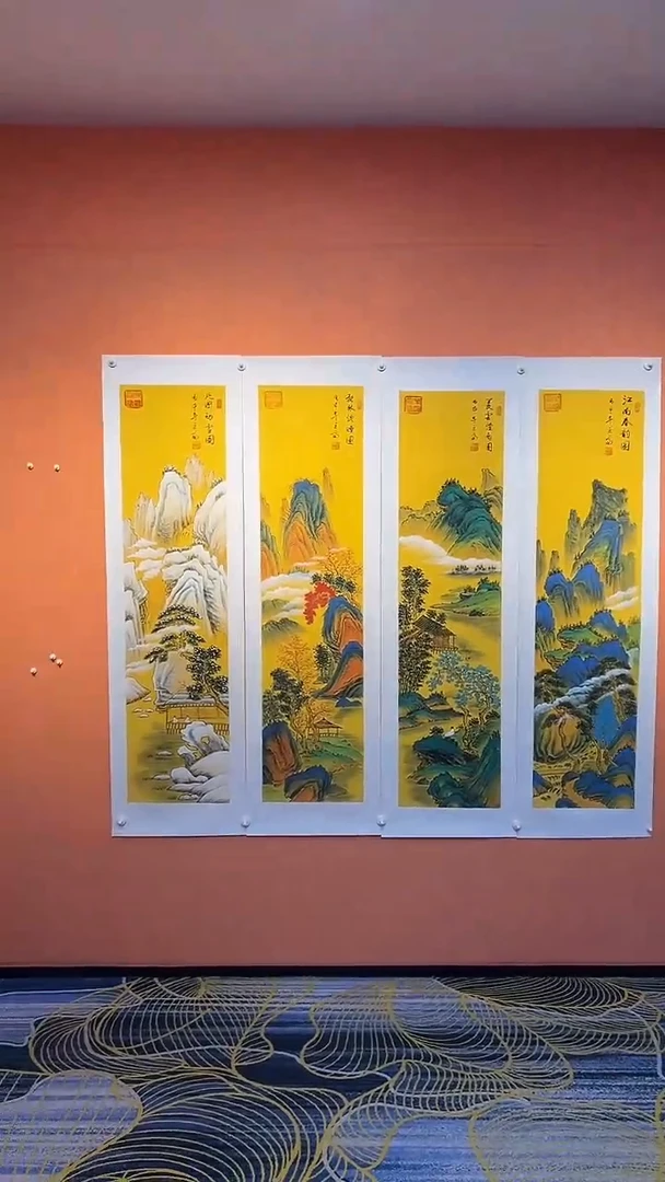 国画Q 张巨富 春夏秋冬四条屏