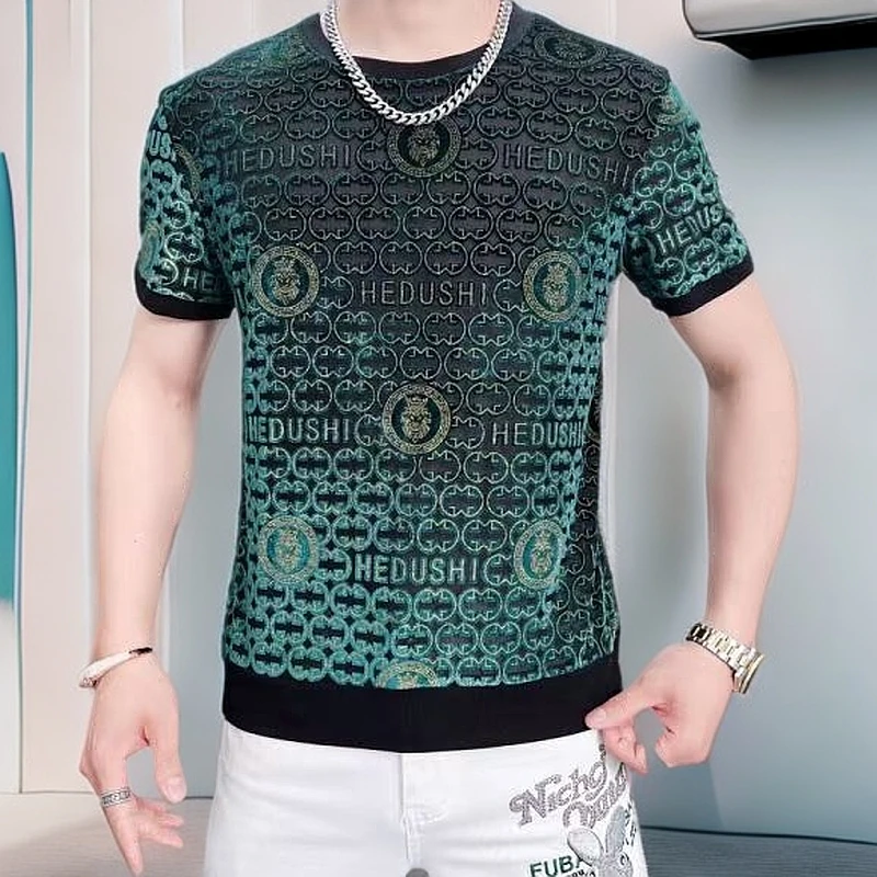 8027新款2025圆领修身型T恤春夏短袖百搭半袖潮流上衣休闲t恤男