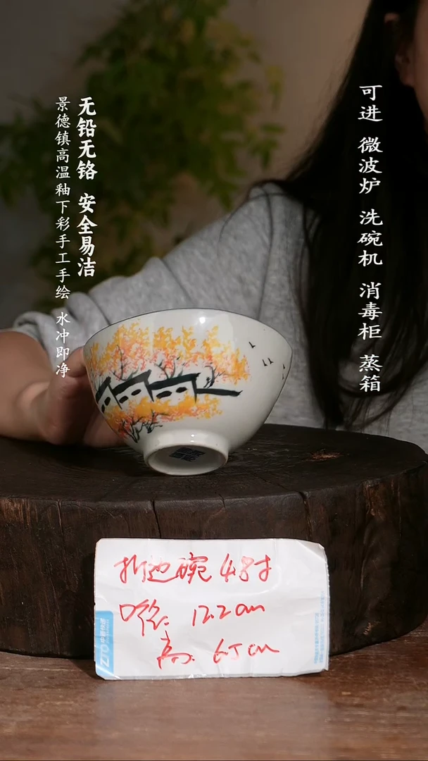 碗陶瓷景德镇高温瓷釉下彩手绘陶瓷