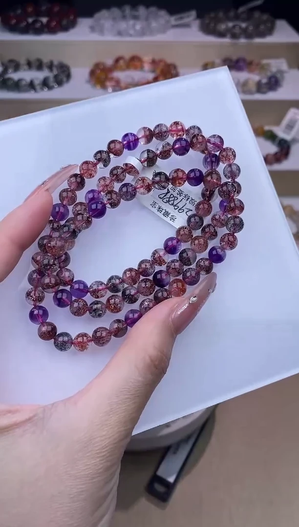 水晶手链未镶嵌黑加仑超七多圈6m+