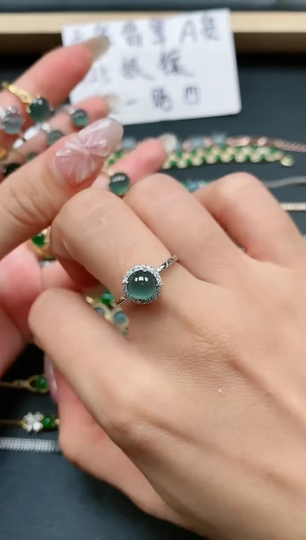 翡翠戒指银S925镶嵌11111111
