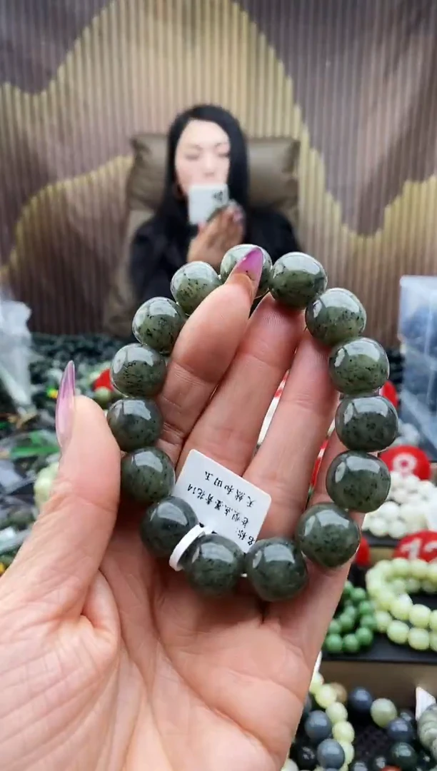 未镶嵌手串和田玉老型点墨青花14