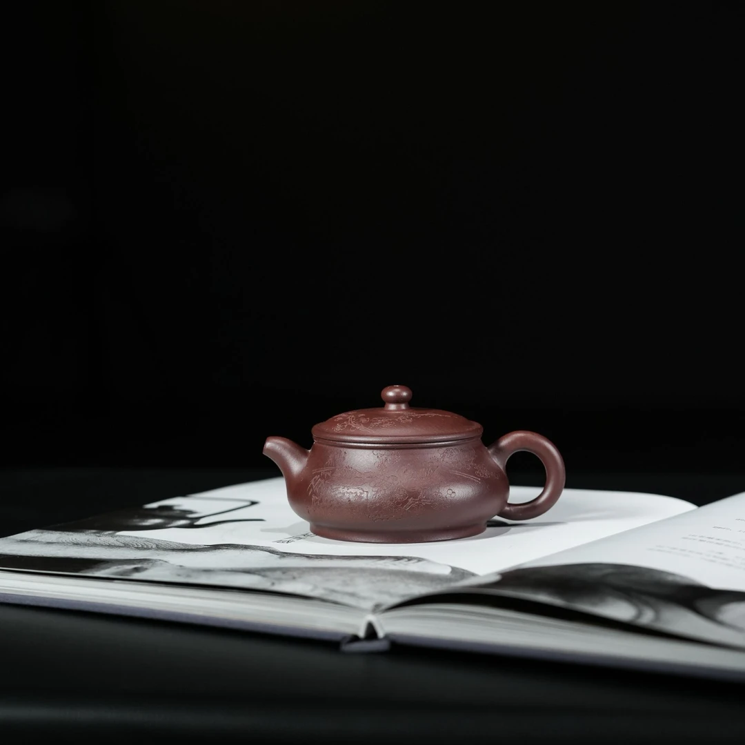金砂阁【矮潘】工艺师刻绘丨180cc宜兴紫砂壶茶壶茶具D1107