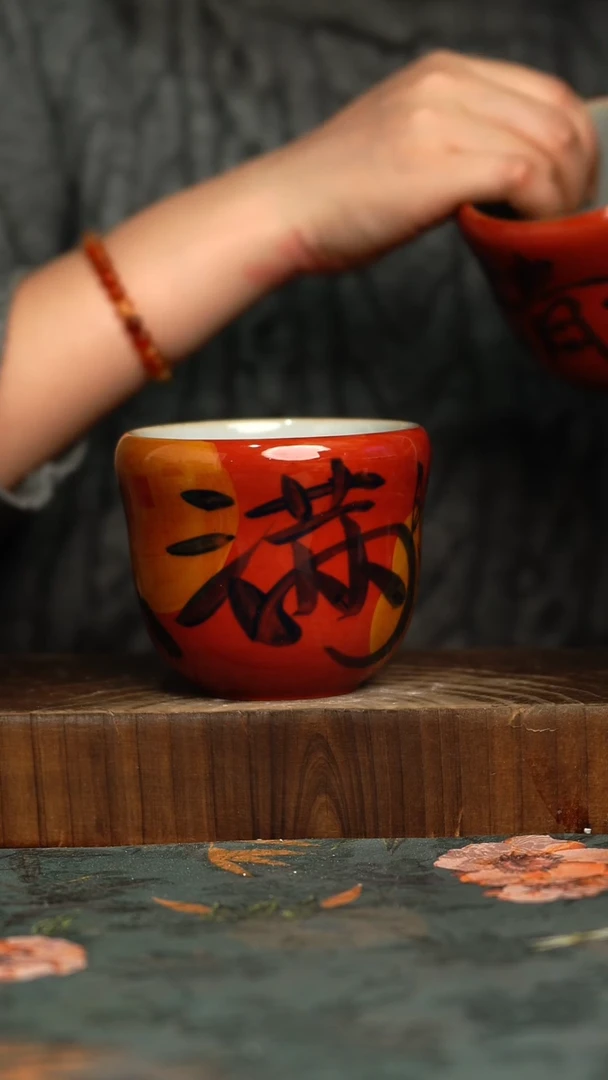 杯釉下彩手工手绘同款陶器