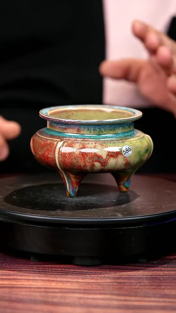 586#盼龙窑一级品原矿钧瓷鬲式炉