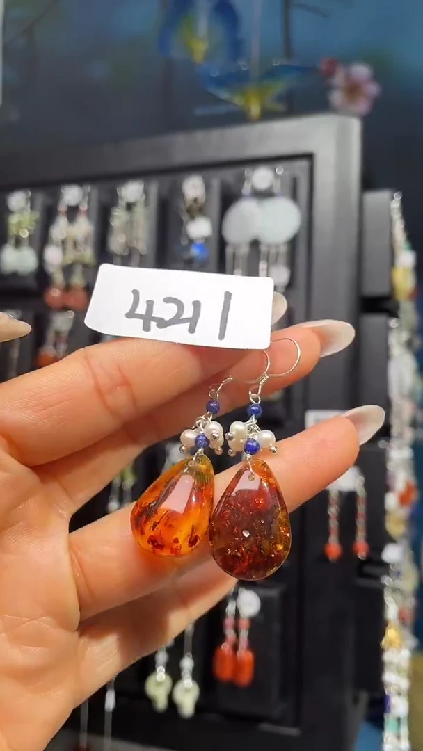 银S925镶嵌耳饰紫晶喜欢拍微瑕