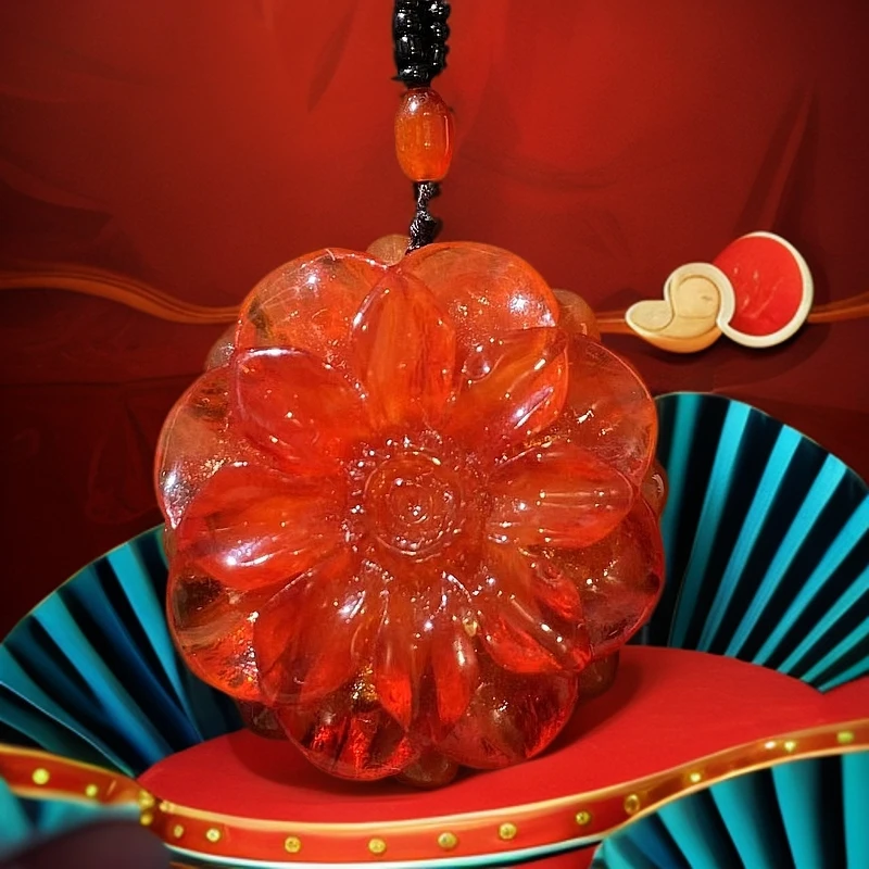 2025春季款P2红色吊坠女生项链时尚百搭向阳花吊坠XL009