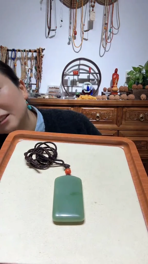 颈饰未镶嵌和田玉精品粉青平安牌