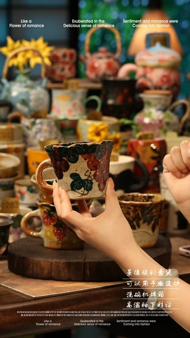 陶瓷随机景德镇高温釉下彩手工手绘款式