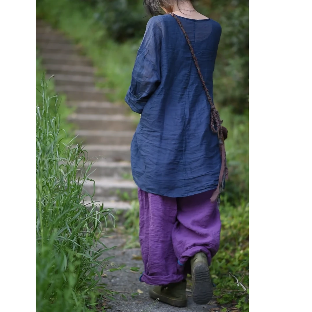 SN160苎麻春夏套头中长衫