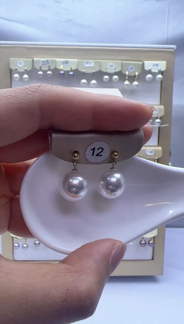 【闪购商品】淡水珍珠耳饰18K金镶嵌12