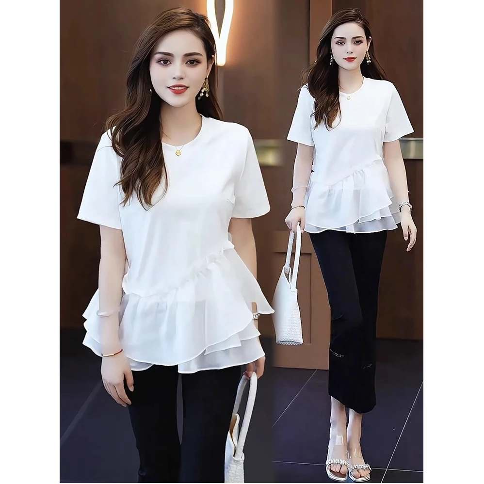 小香风衬衫女2025夏新款时髦洋气设计感网纱拼接上衣气质显瘦衬衣