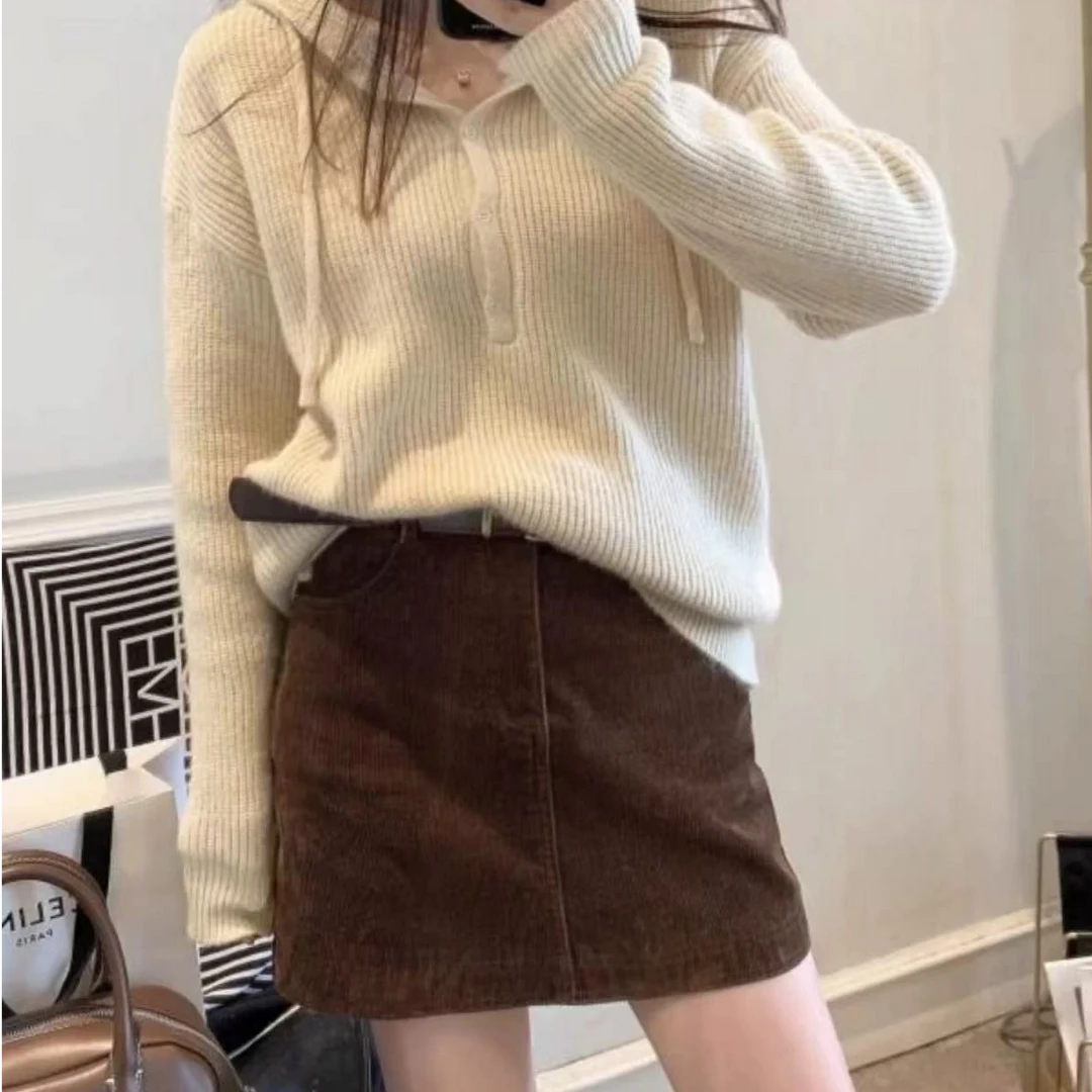 韩版灯芯绒高腰显瘦时尚百搭包臀短裙