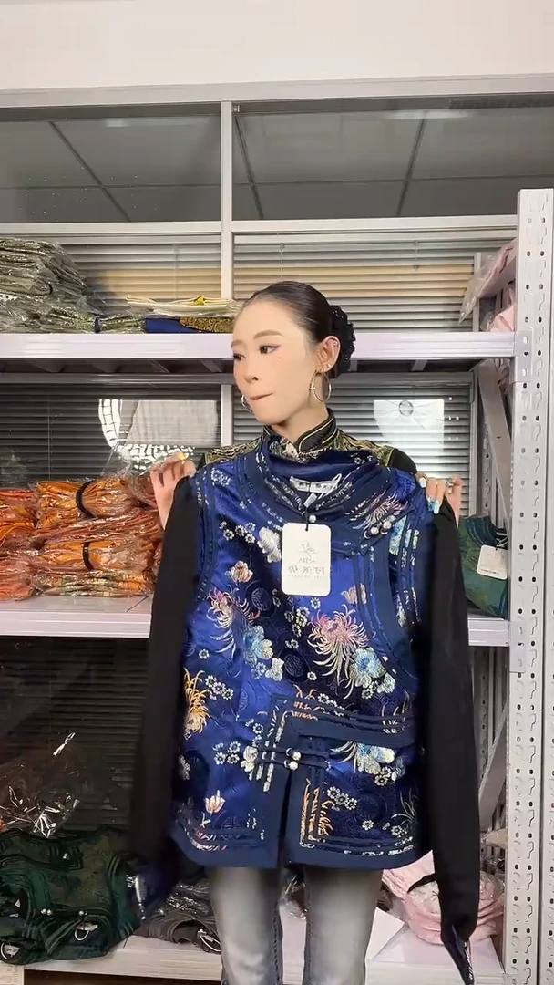 藏蓝色纱袖马甲  2XL码 125-135斤