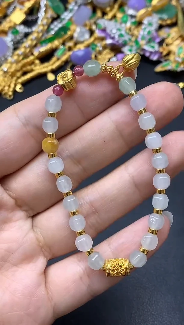 足金镶嵌手链翡翠261-中国好珍宝