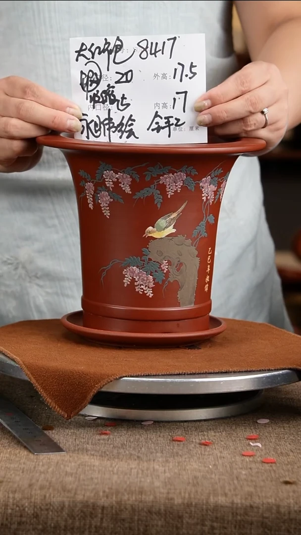 紫砂花盆花卉工艺8417+z微瑕