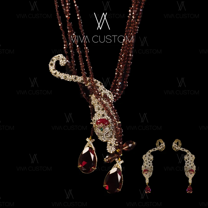 铜合金合成锆石耳饰 （精工系列）气质高级感豹子套装