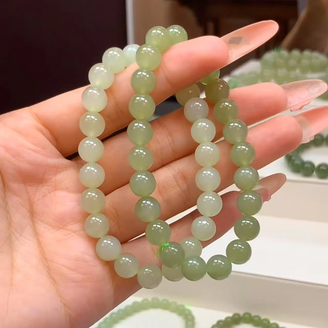晴水8mm手串青海料和田玉女款手链正宗珠宝玉器厂家直供上等串珠