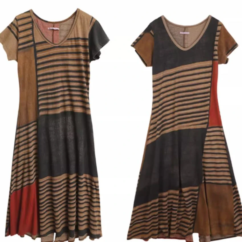 左岸迷香 原创设计 圆领条纹连衣裙 22SS5001