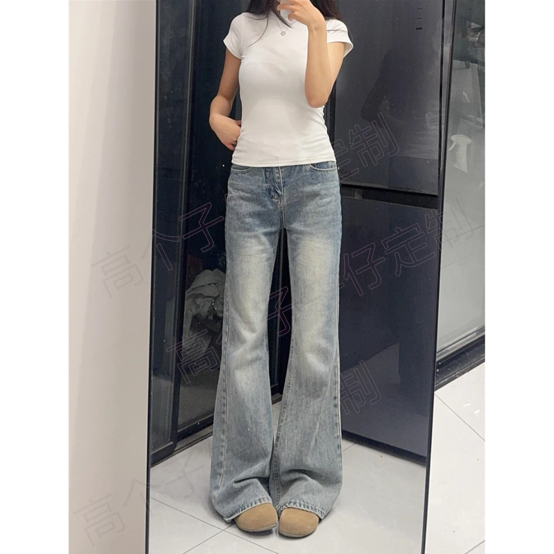 【专柜品质当天发】美式不贴腿微喇牛仔裤女秋冬加绒高腰显瘦阔腿裤