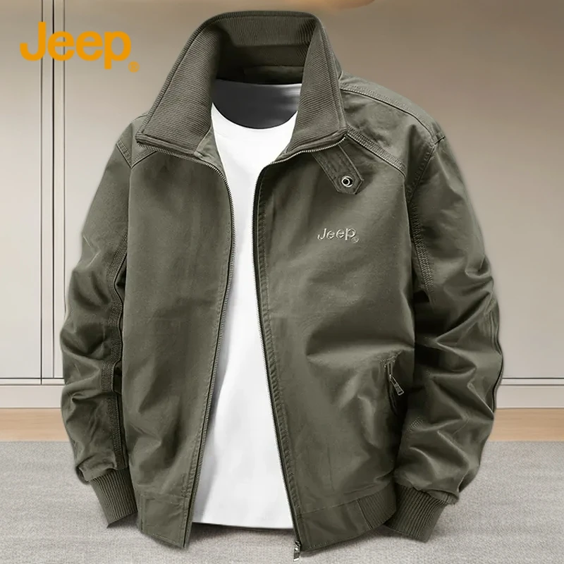美国Jeep官方正品2025春秋新款纯棉外套男士休闲翻领美式工装夹克