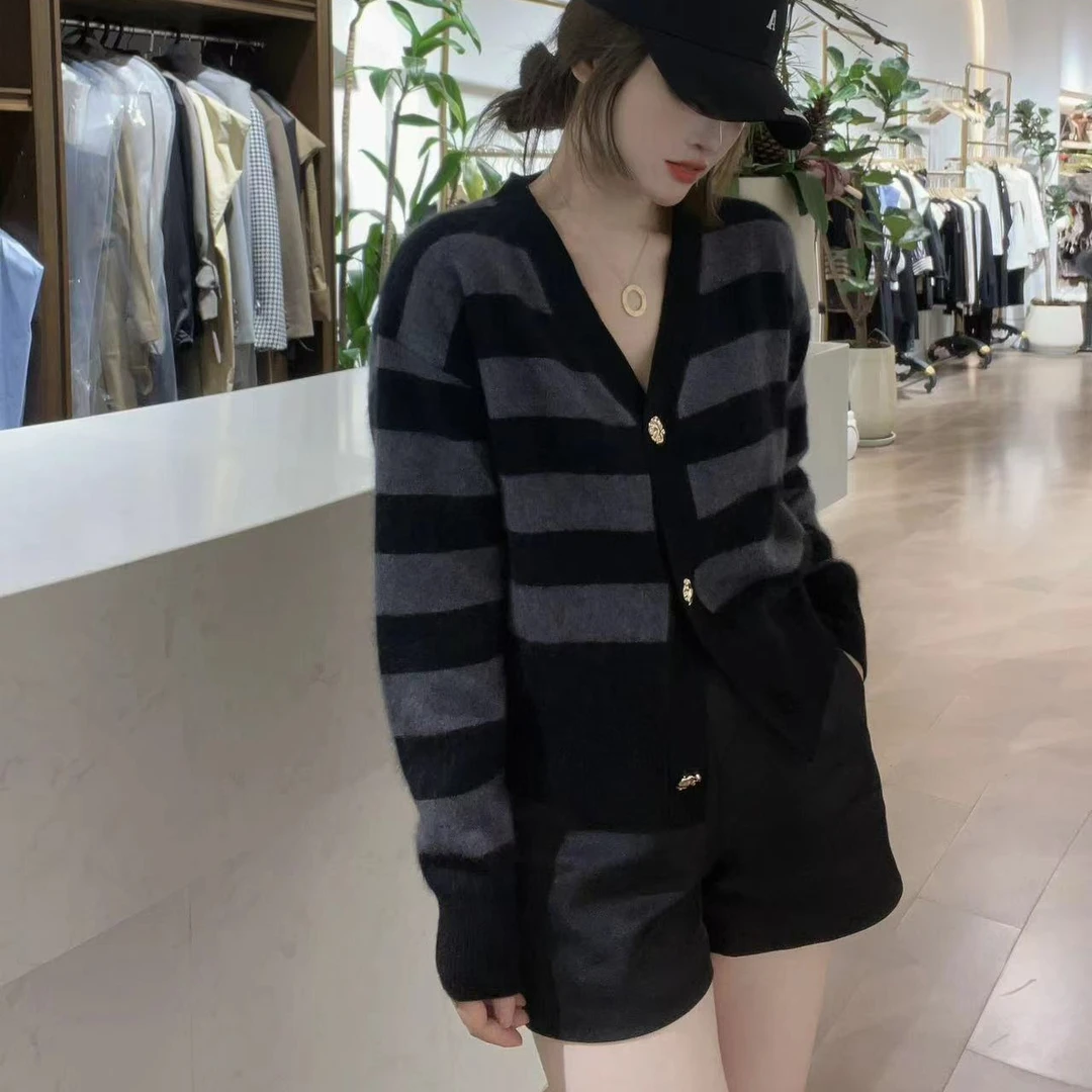 提花毛衣慵懒撞色针织秋冬宽松