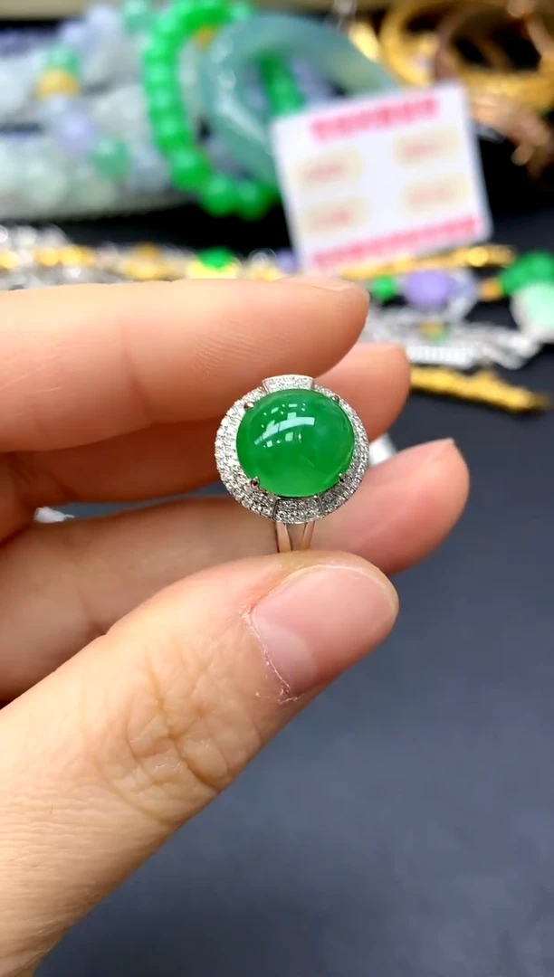 18K金镶嵌戒指翡翠332-中国好珍宝