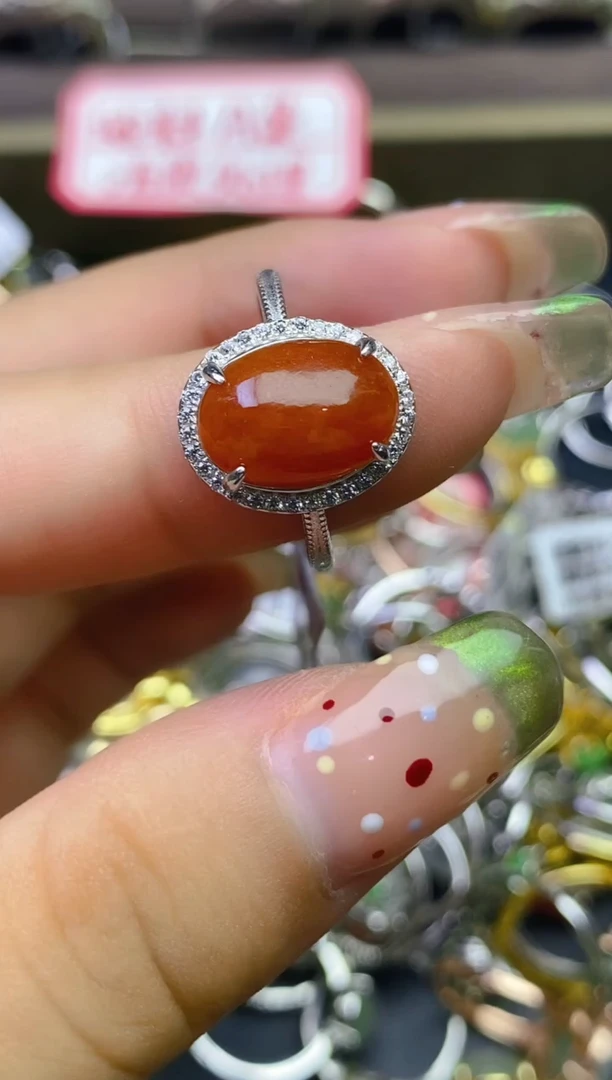 翡翠戒指银S925镶嵌百内无证书