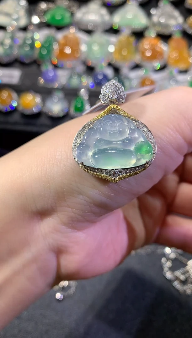 【闪购商品】翡翠吊坠(不含链)18K金镶嵌113-佛公