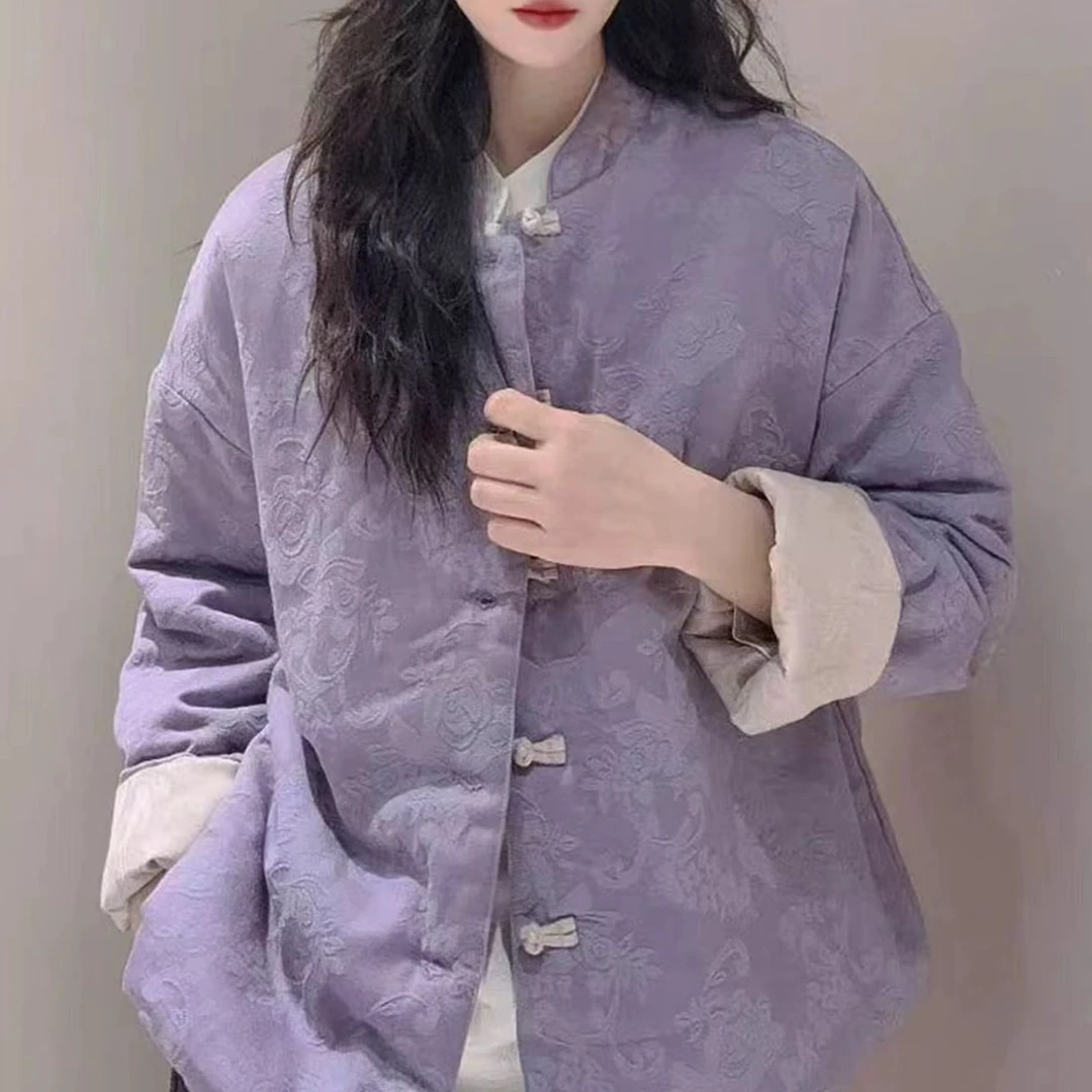 【如意】秋冬新中式保暖棉服夹棉加厚棉衣双面穿棉服厚外套