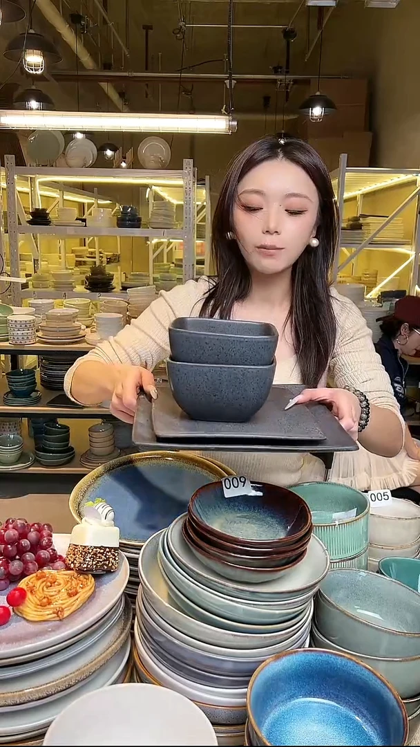 瓷172外贸尾货高温釉下彩陶瓷餐具默认微瑕