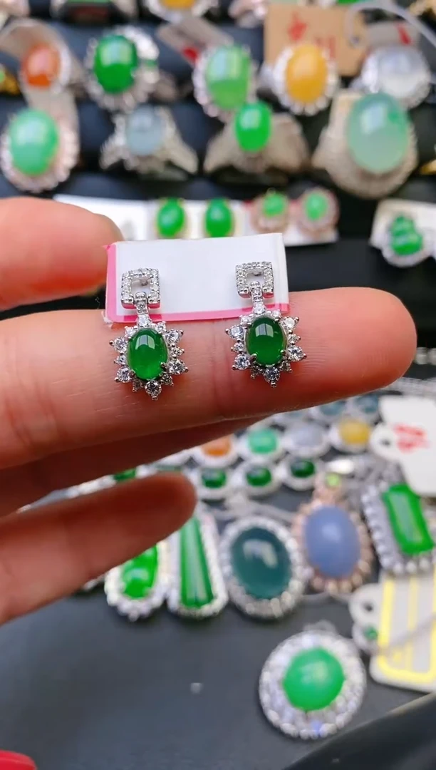 【闪购商品】翡翠戒指银S925镶嵌天然A货翡翠1