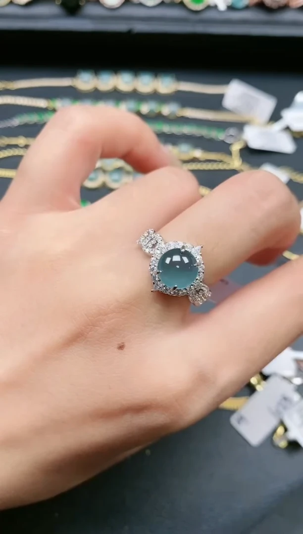 翡翠戒指银S925镶嵌1111