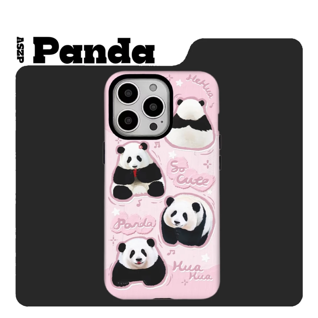 「定制」wohouse趣味屋熊猫花花福宝萌兰菲林二合一手机壳现货