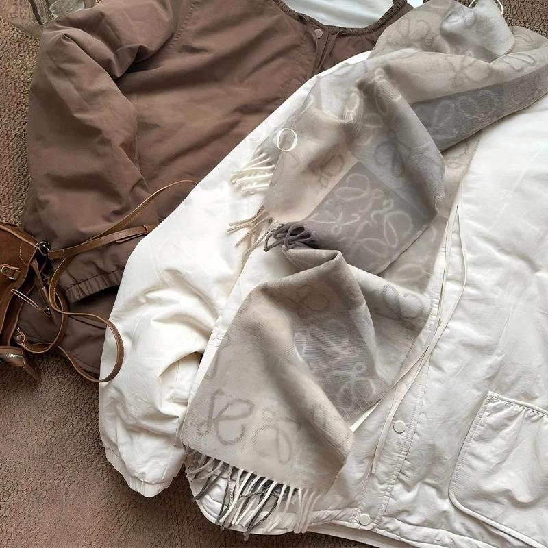 巧克力奶兔-2025秋冬韩版大码圆领正肩抽绳加厚保暖百搭棉服外套