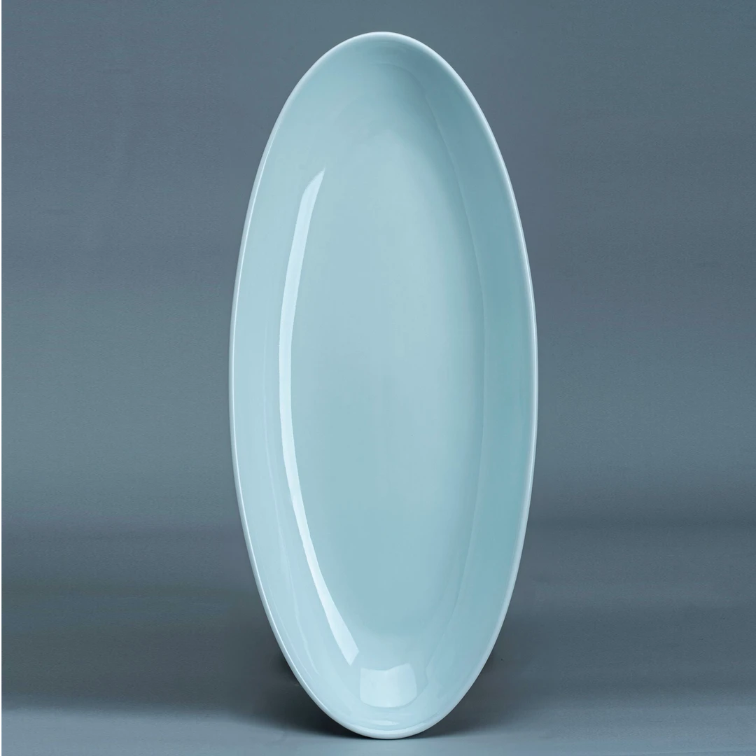 changnan/昌南影青高档餐具素面鱼盘微波用瓷高温瓷不发霉