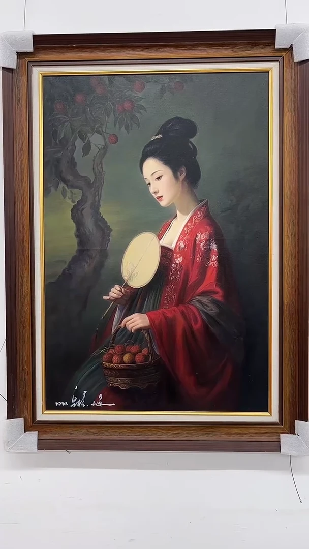 油画梁静-60x90-人物-带框