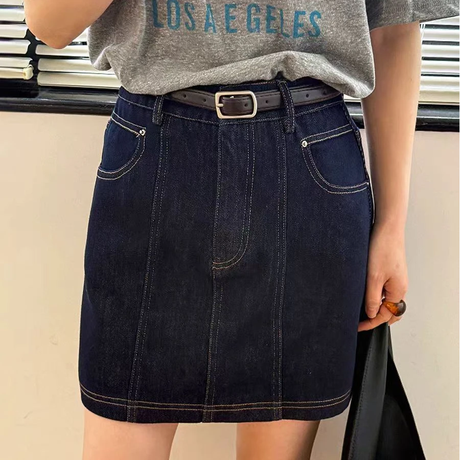 2025夏季新款时尚素版纯色牛仔半身裙