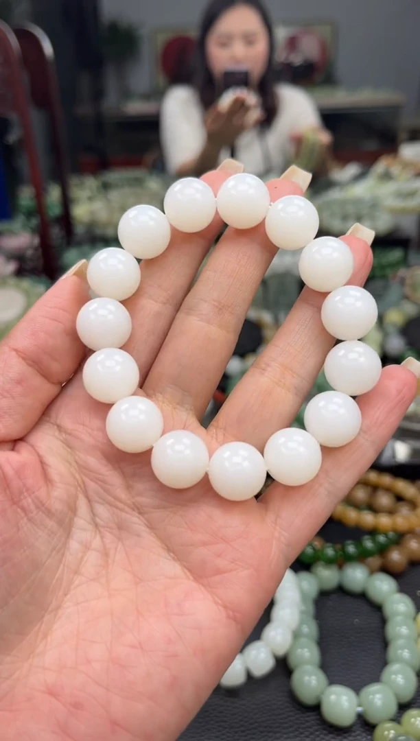 【闪购商品】和田玉手串未镶嵌新疆天泰白玉卡14