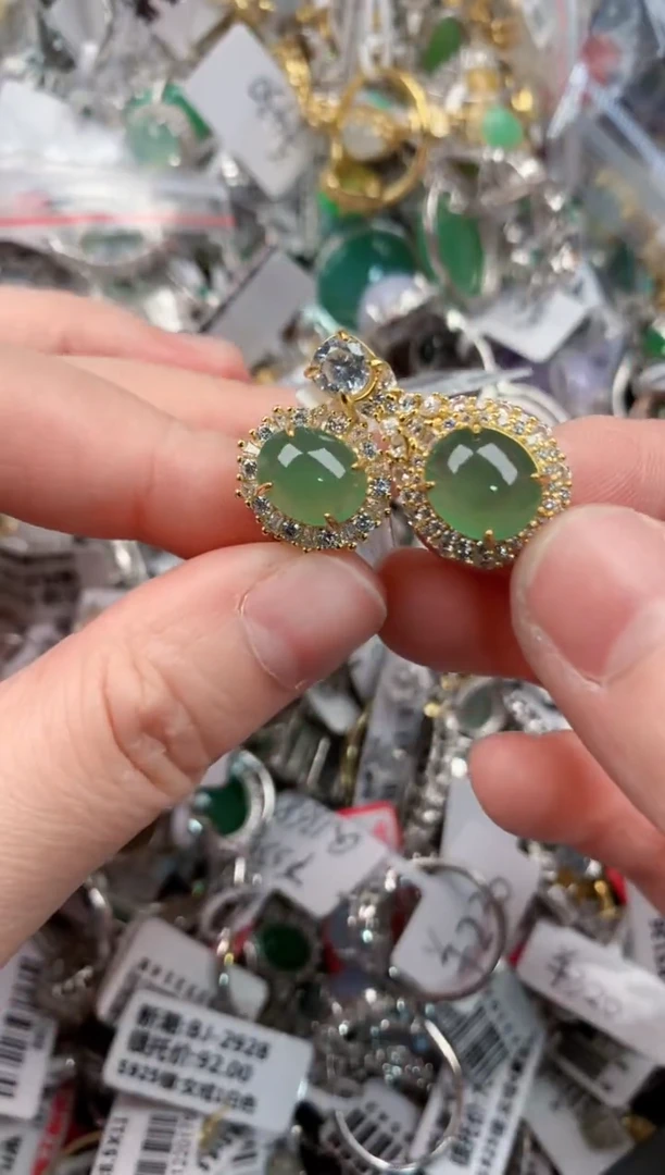 银S925镶嵌戒指翡翠1111---10