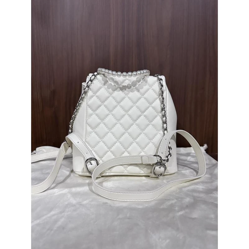 HIRMRIS手工真皮包20-551038-白  小青珍珠双肩包香