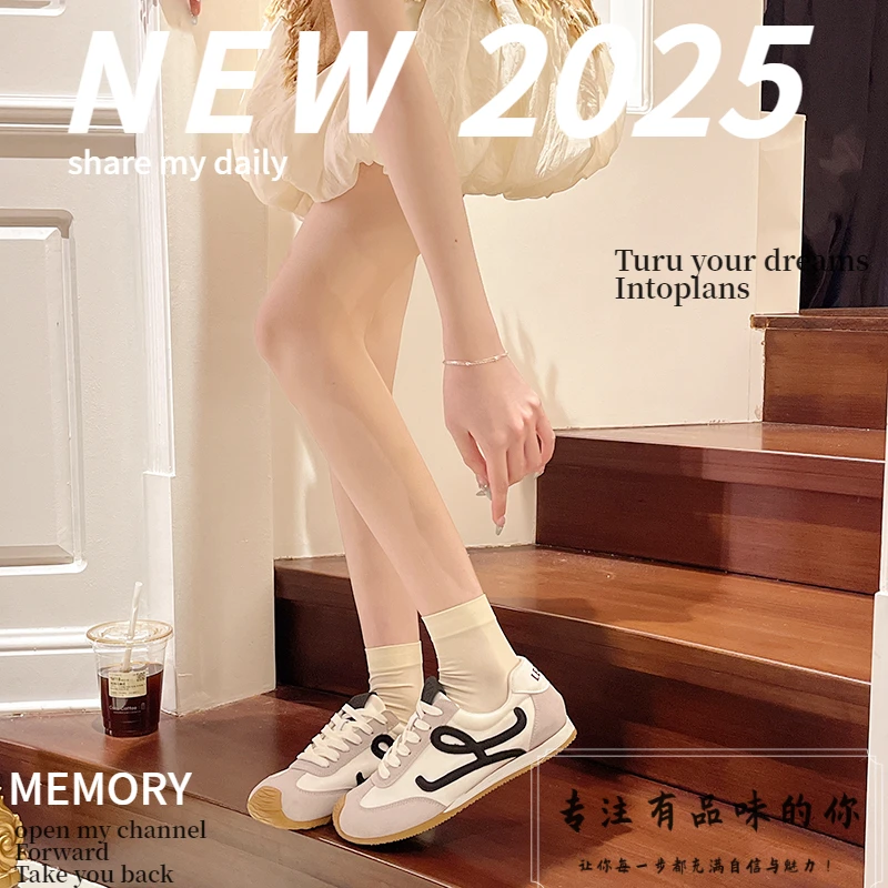 【外贸尾單】日系芭蕾少女阿甘鞋2025爆款拼色复古德训鞋丑萌华夫鞋