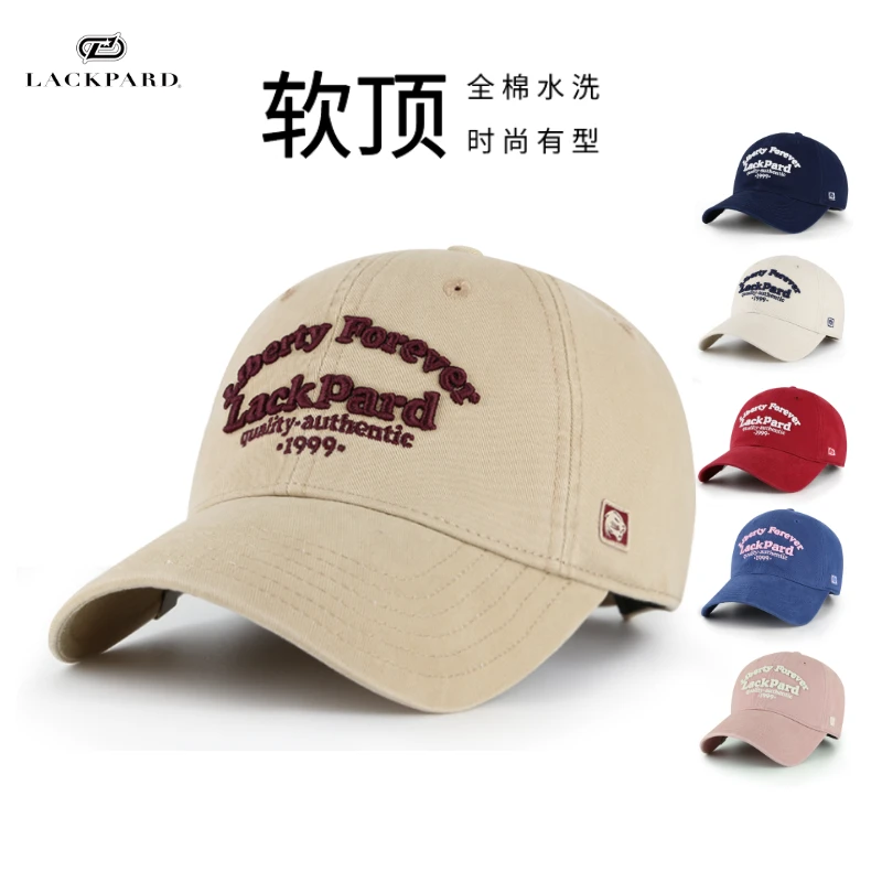 LACKPARD棒球帽女四季全棉软顶大帽檐显脸小鸭舌帽男户外百搭帽子