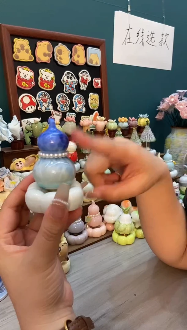 摆件陶冰蓝色葫芦景德镇陶瓷摆件1个装