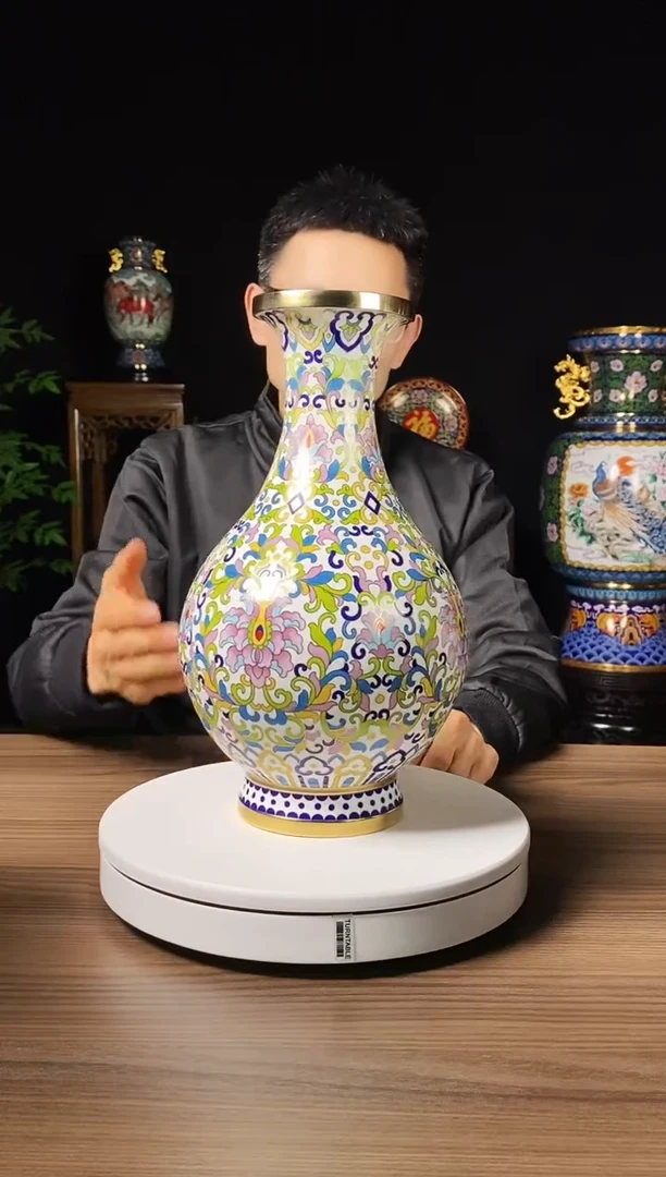 铜景泰蓝吉祥如意玉壶春瓶