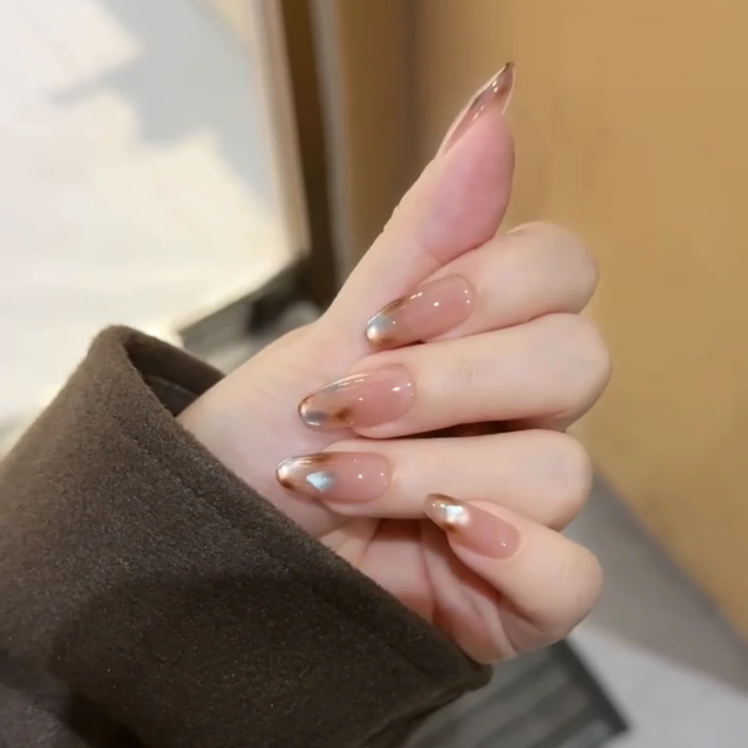 Nice SoSo【雾兰黄昏】纯手工穿戴甲纯欲手绘猫眼腮红渐变冰透小众