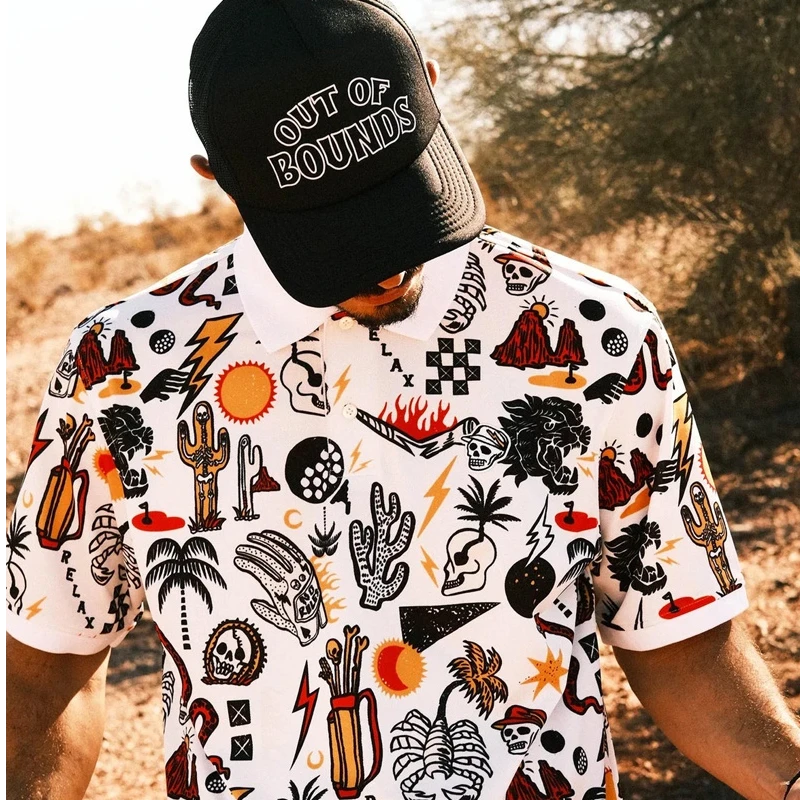 [莱纳老王专属]DEVEREUX高尔夫夏威夷印花休闲翻领短袖polo衫