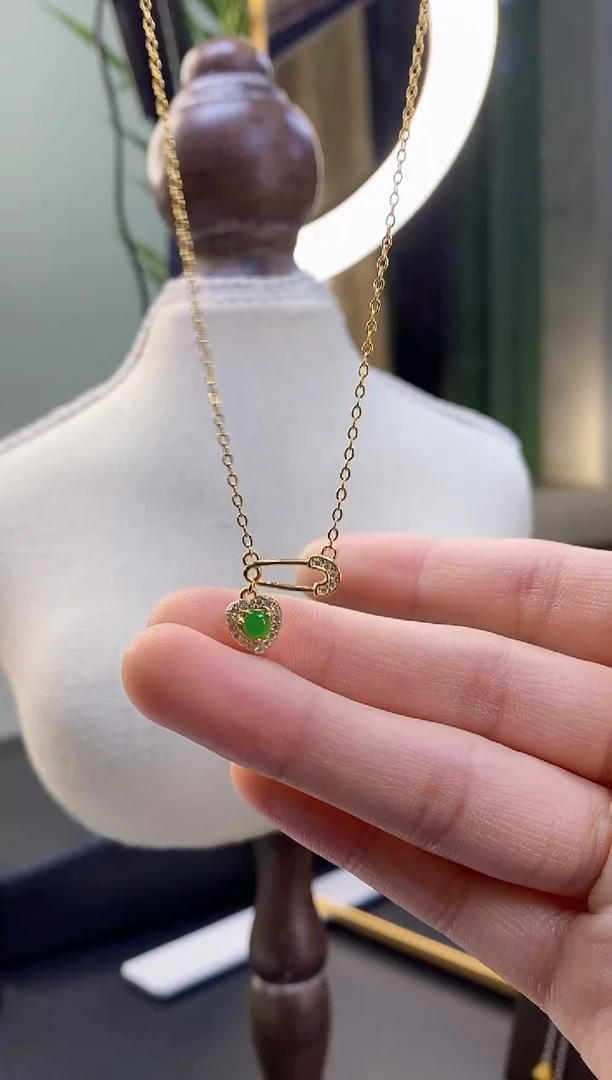 颈饰银S925镶嵌翡翠14652