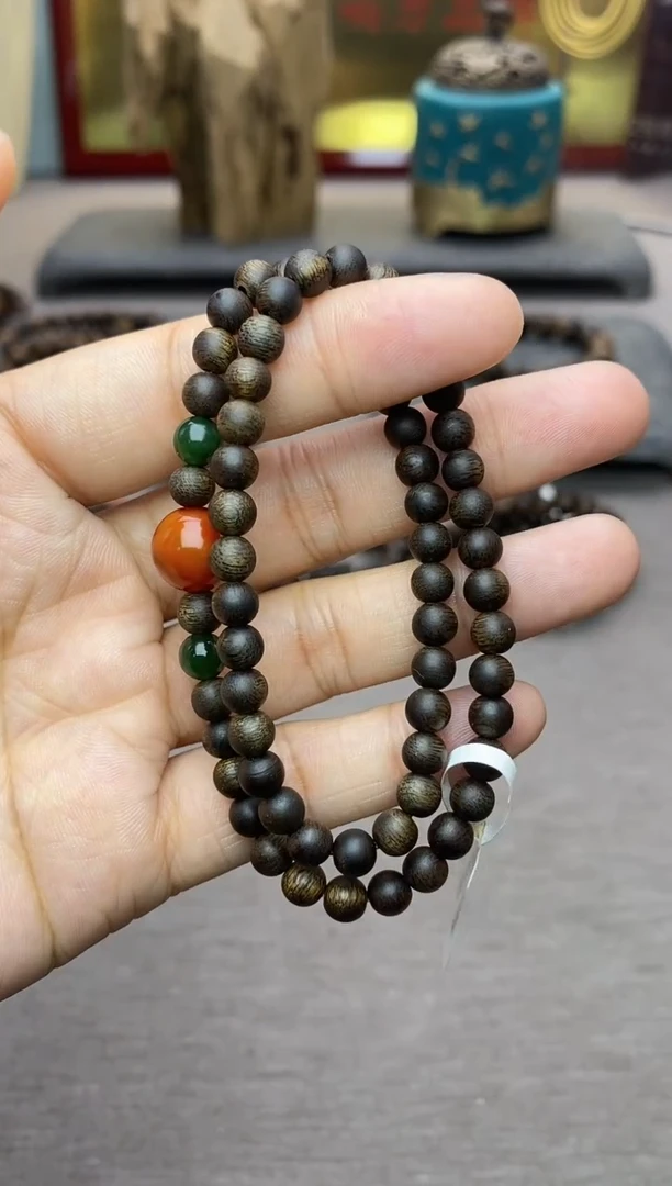 【闪购商品】沉香手串越南顺化紫棋糖结料0.5双圈沉水＋配饰