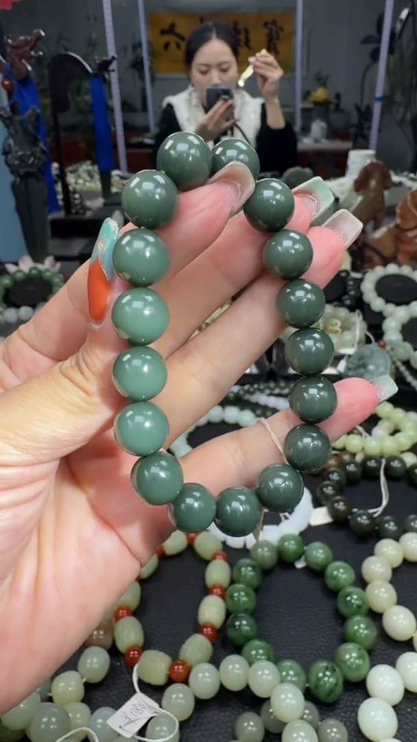 未镶嵌手串和田玉俄罗斯碧玉瓷蓝卡12